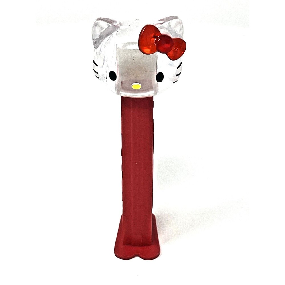 Vintage Hello Kitty Series Pez Dispenser 2003 Crystal Clear Head Red Bow & Base